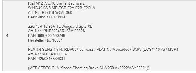 Neue 18 Zoll Winterkompletträder Mercedes CLA 5x112 Felgen A B C in Schwarzach am Main