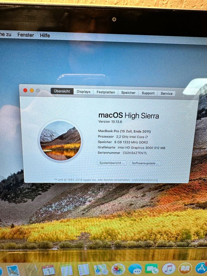 MacBook Pro 15Zoll ✅ Ende 2011 i7 8GB RAM ✅ 240GB SSD in Öhringen