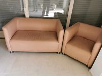 Sofa 2 Sitzer  1 Sessel. Apricot Leder Nordrhein-Westfalen - Ruppichteroth Vorschau