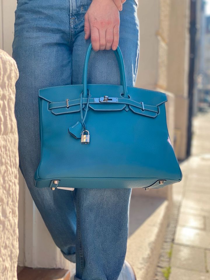 HERMÈS Birkin 35 Blue Jean Palladium Togo Tasche Handtasche Hermes in München