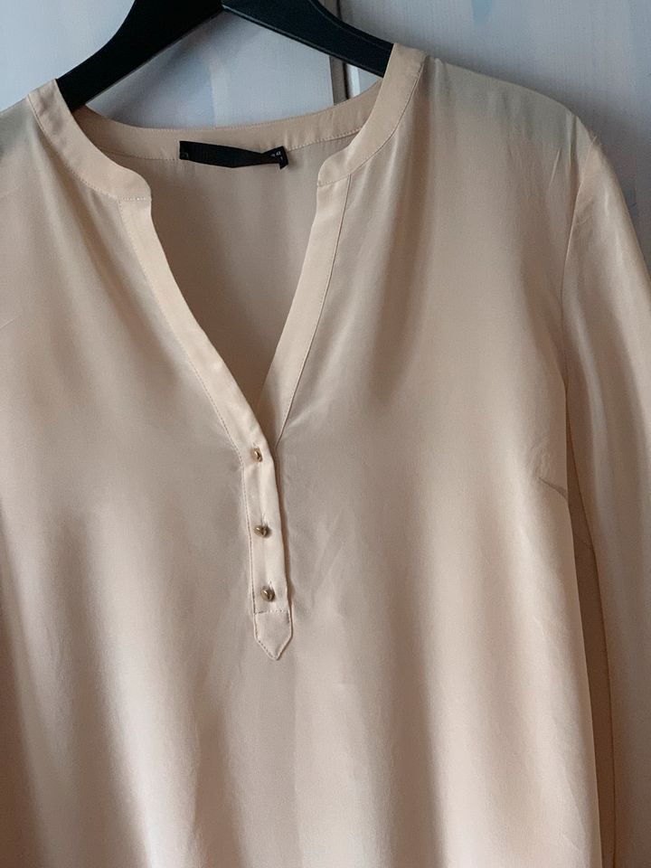 Hallhuber Bluse 100% reine Seide 42 Seidenbluse Nude Rosé Langarm in Essen