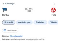 Hertha BSC - 1. FC Kaiserslautern Ticket Berlin - Reinickendorf Vorschau