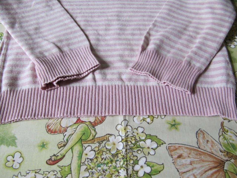 Pullover H&M 98/104 beige Schmetterlinge Pailletten; rosa Ringel in Weimar
