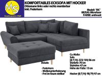 Sofa Couch Wohnlandschaft L Form + Hocker Microfaser anthrazit Nordrhein-Westfalen - Mettingen Vorschau