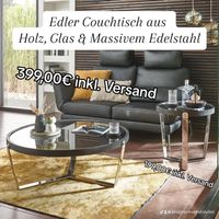 Edler Holz Glas Edelstahl Couchtisch in Schwarz mit Rauchglas Platte Berlin - Charlottenburg Vorschau