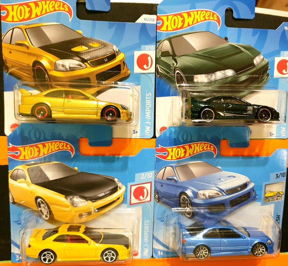 HOT WHEELS - HONDA CIVIC SI - PRELUDE - INTEGRA - 4 MODELLAUTOS in Chemnitz