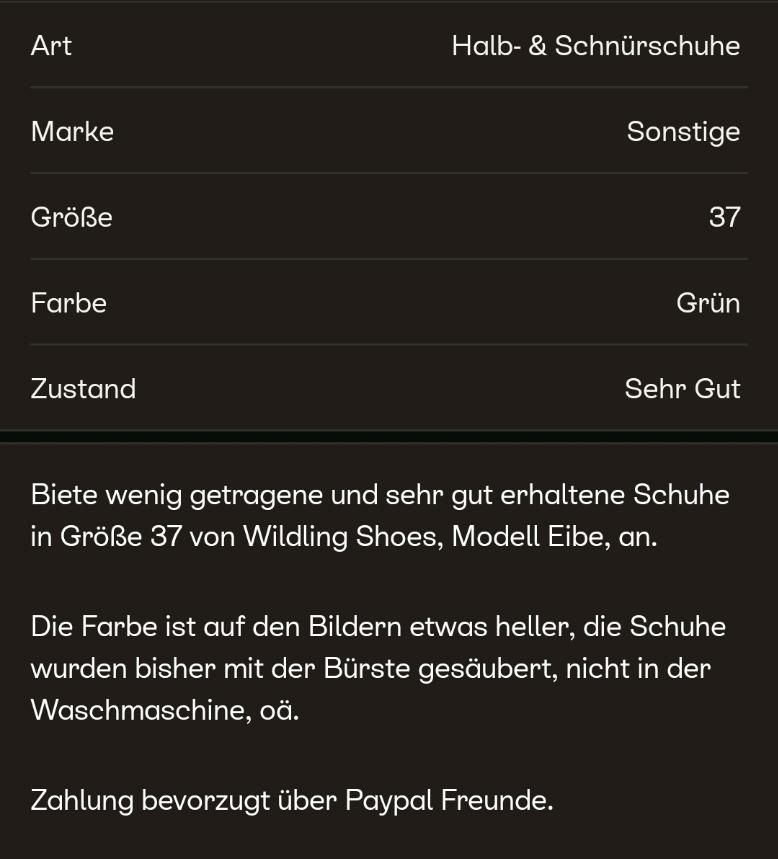 Wildlinge,Eibe 37,grün,Winter,Barfußschuhe,Wanderschuhe,36,37 in Köln