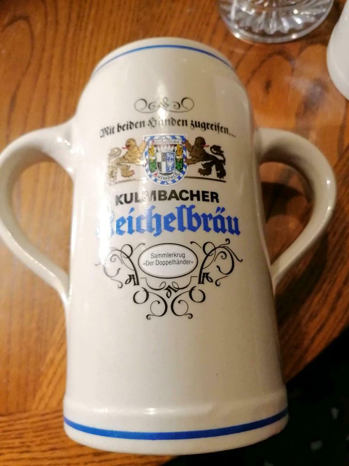 7 verschiedene Bierkrüge teilweise mit Zinndeckel in Unterhain