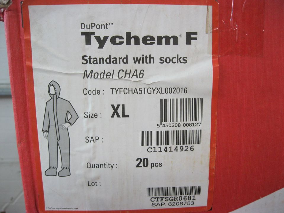 20x Schutzanzug Schutzoverall m Füßlingen DuPont Tychem F CHA6 XL in Sundhagen