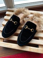Gucci Pricetown Slipper Schwarz Samt mit Fell Gr. 37 Frankfurt am Main - Frankfurter Berg Vorschau