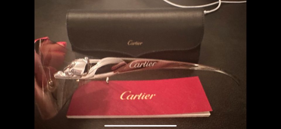 Cartier Panthere Sonnenbrille/ Silber/ Top+ Original in Niederkassel