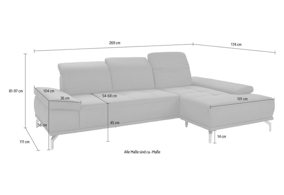 Ecksofa Caluna mit XXl Hocker | 0% Finanzierung | Polsterecke mit Federkern | Couchlet Frankfurt in Frankfurt am Main