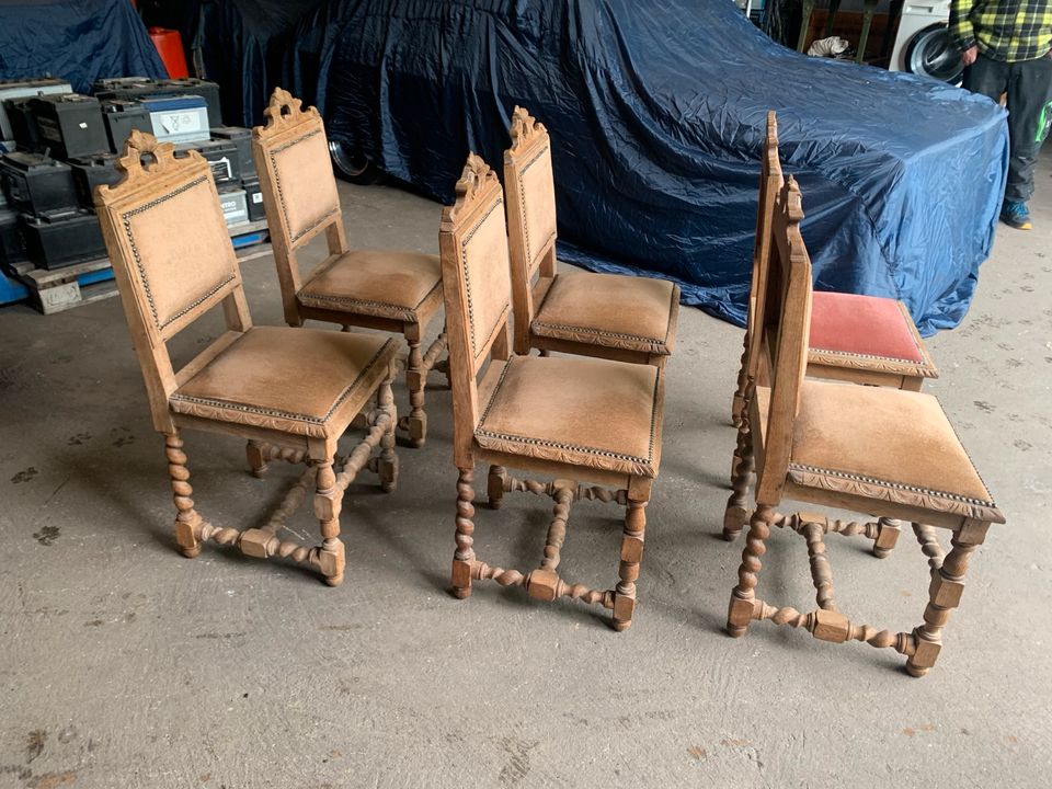 6 Stühle Antik echt Holz Eiche in Oberhausen