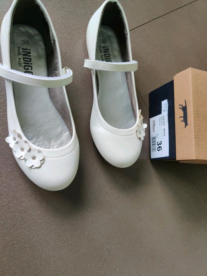 Kommunion Schuhe Ballerinas Spangenballerinas 36 weiß/offwhite in Cloppenburg