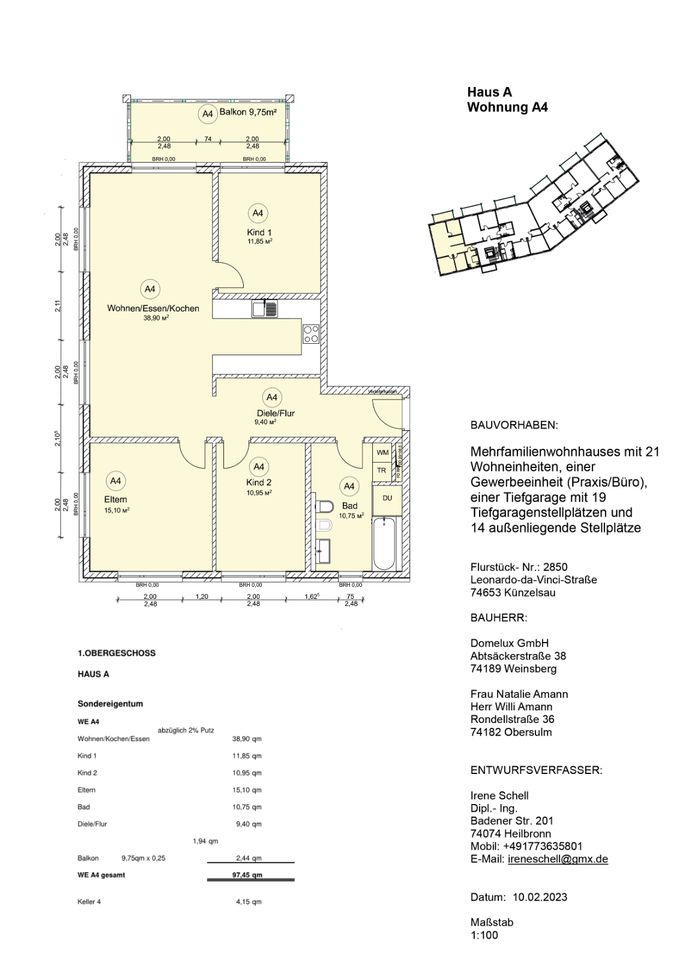 Moderne & Großzügige 4-Zi.-Whg. 105 qm NEUBAU Künzelsau in Künzelsau