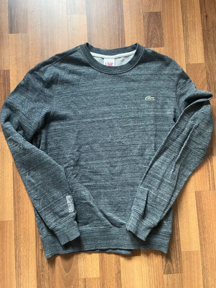 Lacoste Pullover grau schwarz meliert Gr. M Sweater Hoodie in Coswig