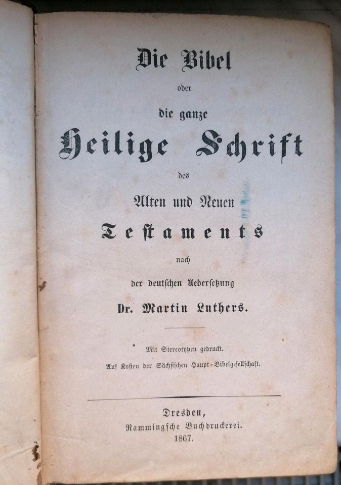 Bibel Heilige Schrift 1867 in Zwickau