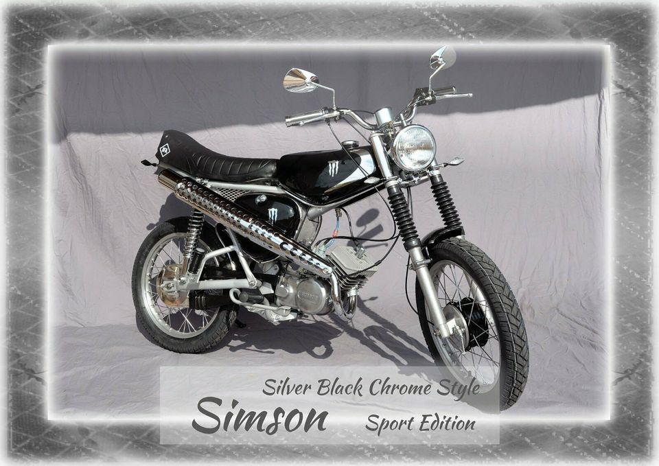 Simson S51 -NEUAUFBAU- Sport Edition - Silver Black Chrome Style in Wiehe