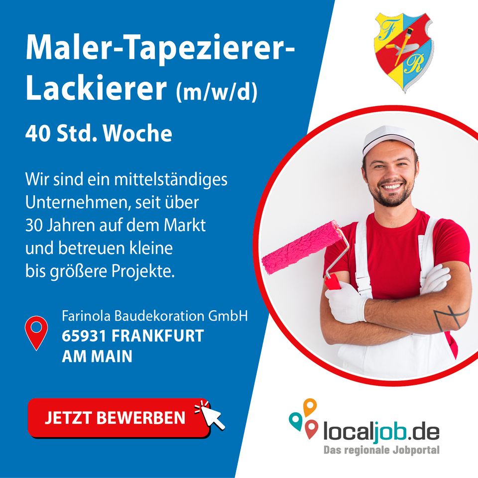 Maler-Tapezierer-Lackierer (m/w/d) in Frankfurt am Main gesucht | www.localjob.de in Frankfurt am Main