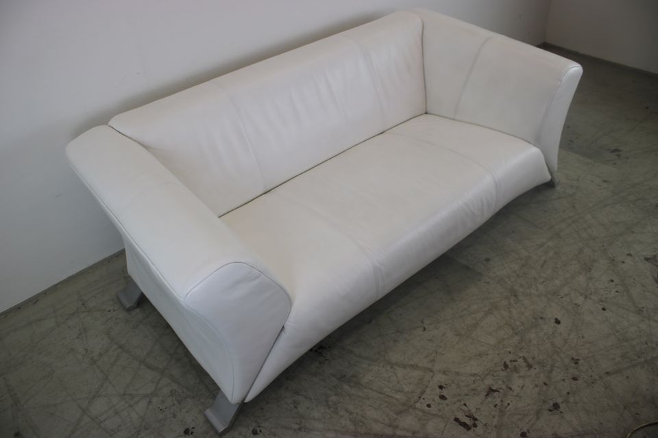 Rolf Benz 322 Club Sofa Zweisitzer Designer Couch Weiß Echt Leder in Berlin