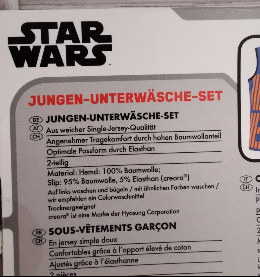 Jungen Unterwäsche Set Star Wars 110/116 Schlüpfer Slip Unterhemd in Giesen