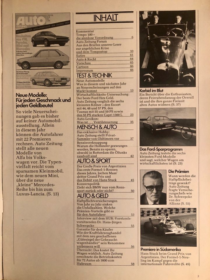 Auto Zeitung 4/1974 Ford Escort Taunus Capri in Essen