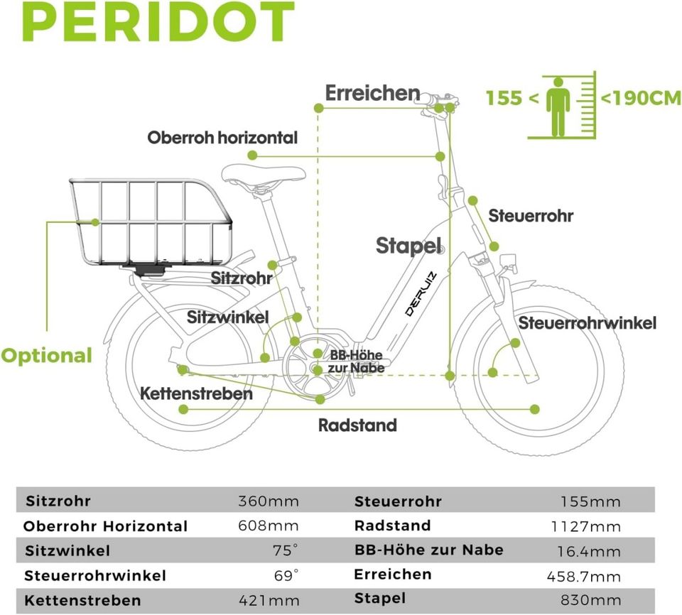 Fachhändler: DERUIZ Peridot CREME Klapprad 20" E-Bike 48V/100km in Mönchengladbach