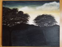 Acrylbild auf Leinwand, ca. 50 x 40 cm, Bäume bei Nachtbeginn Hessen - Rosbach (v d Höhe) Vorschau