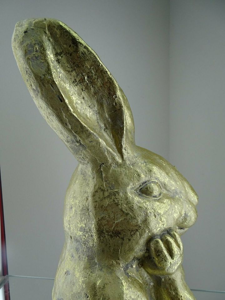 Süsses Hasen Mädchen Osterhase Figur Goldfarbig groß Neuware in Wiesbaden