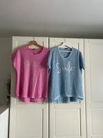 Italia T-Shirts Rosé /Blau, Baumwolle -Leinen, Neuwertig Bayern - Erlangen Vorschau