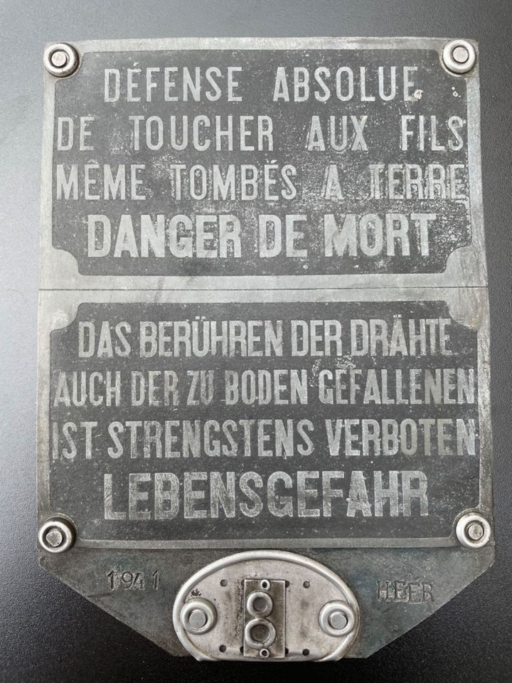 ALTES BLECHSCHILD DRAHT LEBENSGEFAHR DEUTSCHE WEHRMACHT HEER 1941 in Gera