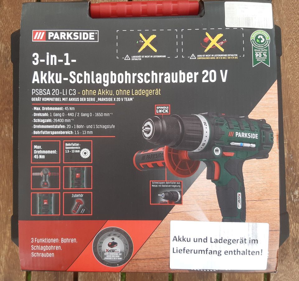 PARKSIDE 3in1 Akku-Schlagbohrschrauber »PSBSA 20-Li C3« in Sachsen - Bad  Gottleuba-Berggießhübel | Heimwerken. Heimwerkerbedarf gebraucht kaufen |  eBay Kleinanzeigen ist jetzt Kleinanzeigen