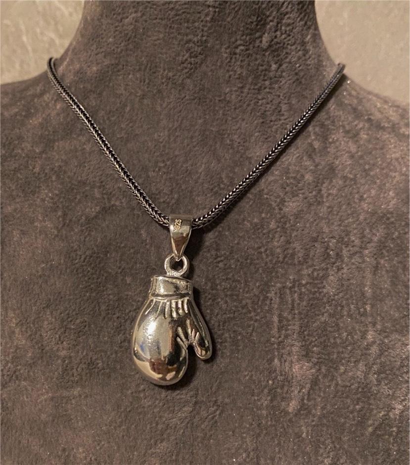 Silber Box Handschuh Anhänger Herren Kette Schmuck in Düsseldorf