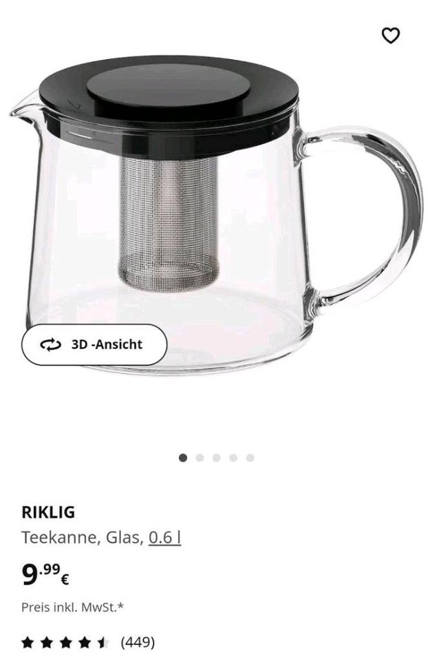 RIKLIG Ikea Teekanne Glas 0,6 l in Berlin - Treptow | eBay Kleinanzeigen  ist jetzt Kleinanzeigen