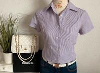 Original Benetton Kurzarm Bluse Hemd lila weiß gestreift ♦️♦️♦️ Hessen - Bürstadt Vorschau