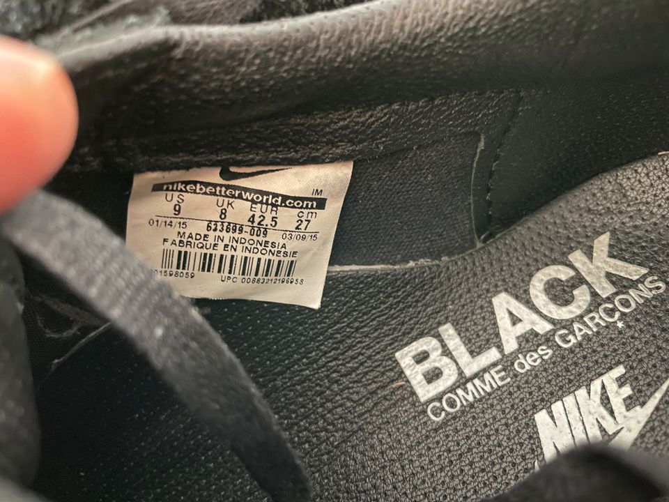Nike Blazer Low CDG Black Comme Des Garcons US 9 EU 42,5 Dunk in Düsseldorf