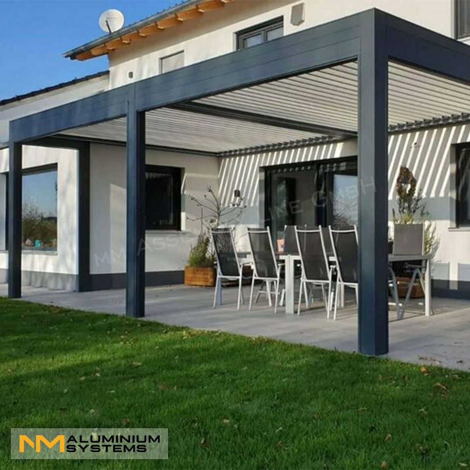 Lamellendach Pavillon Pergola Terrassendach Garten 5,1 m x 3,9 m in Nauheim