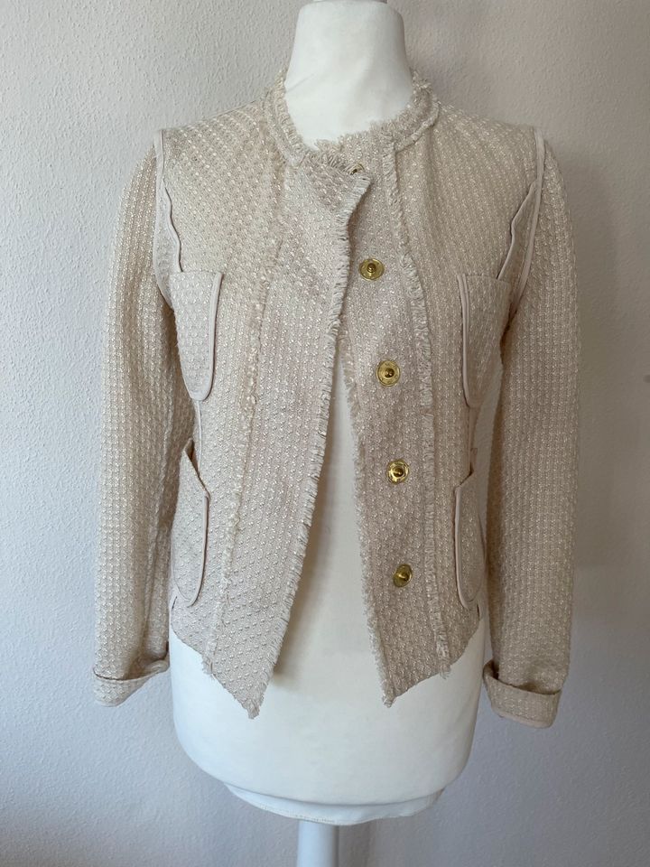 Mango Blazer XS Creme weiß Jackett goldene Knöpfe Struktur in Kempten