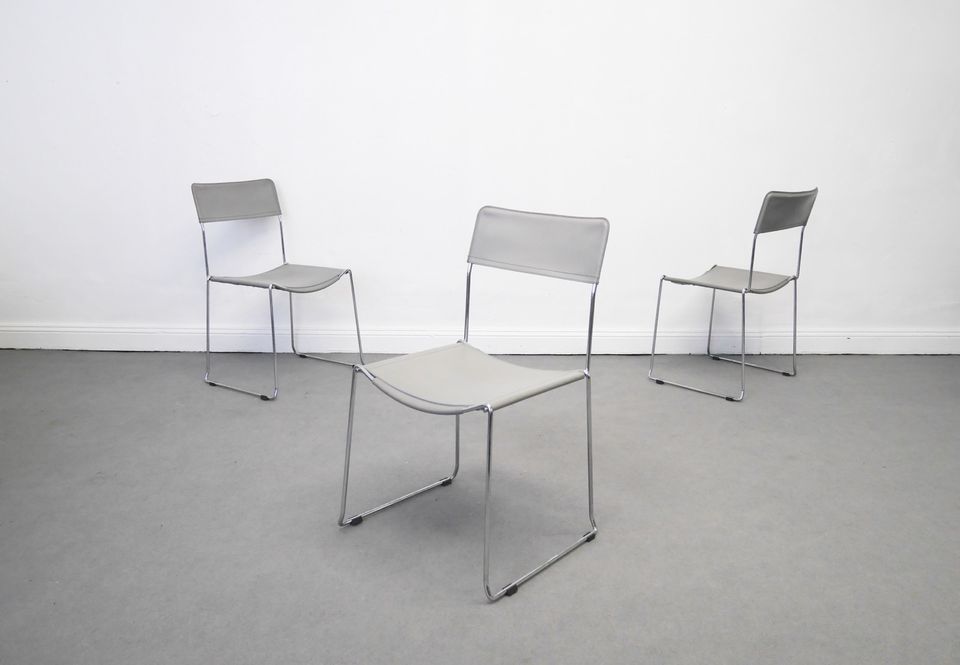 1/20 Ital Giandomenico Leder Chrom Stühle Chairs Gratis Versand in Berlin