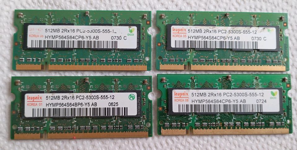 Laptop Arbeitsspeicher RAM 512MB 2Rx16 PC2-5300S Hynix in Bottrop