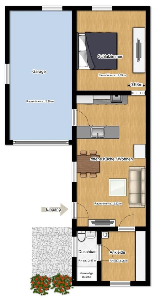 Bezugsfrei ab 01.10.2025  "möbliertes Apartment im Erdgeschoss"  in Oranienburg Nord in Oranienburg