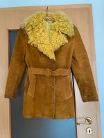 Echt Retro Lederjacke ocker braun mit gelbem Schafkragen Baden-Württemberg - Tübingen Vorschau