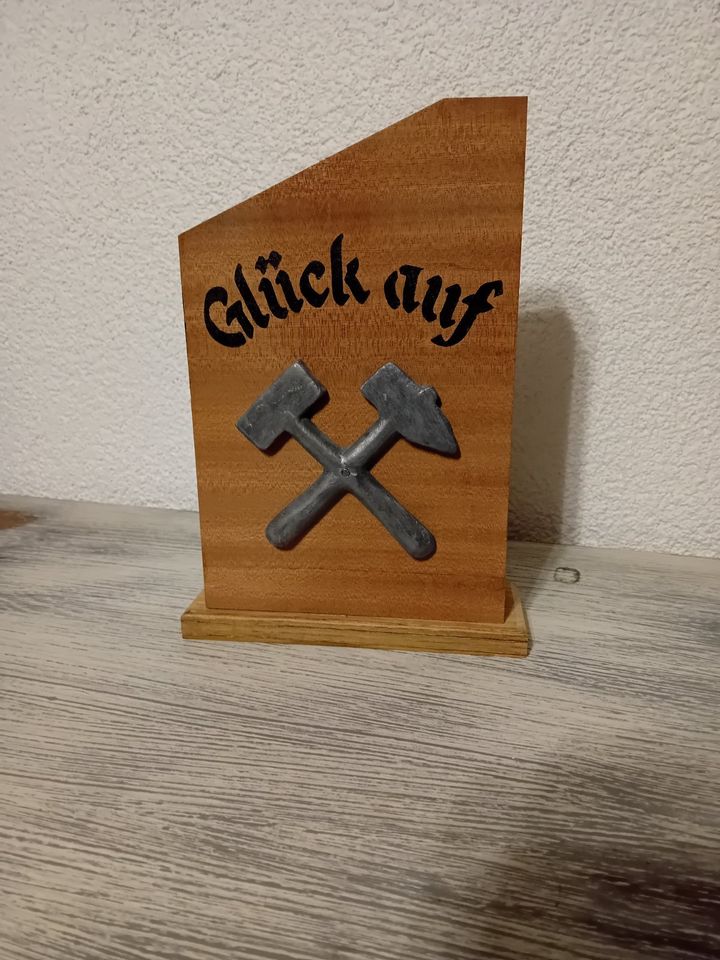 Glück Auf Spruch auf Holz H 25 x15x4.5 cm in Mönchengladbach