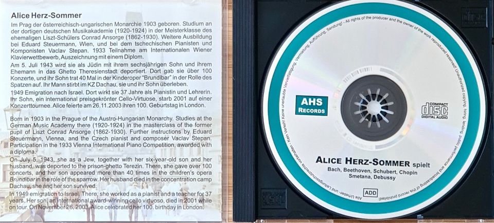 Alice Herz-Sommer Buch und CD NEU in Köln