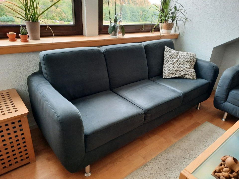 Couch Sofa 3-Sitzer 2-Sitzer anthrazit Wohnzimmer in Oberelsbach