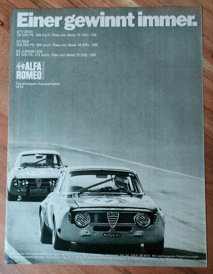 Alfa Romeo GTV Werbung 1972 in Danndorf