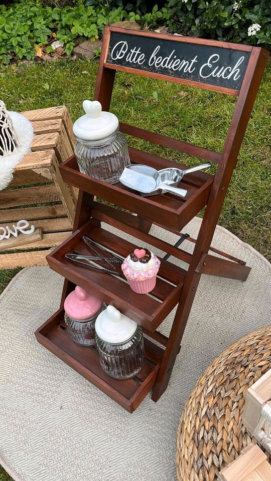 Hochzeit deko etagere candy Bar vintage Trockenblumen Vermietung in Leverkusen