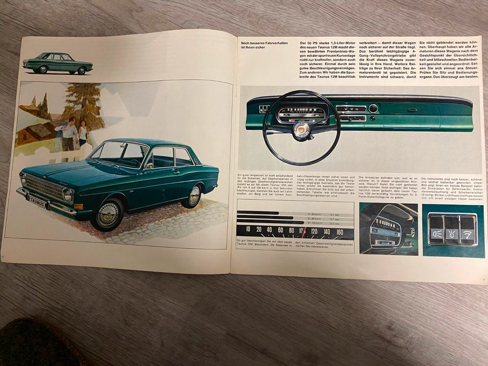 Prospekt im Großformat ca. 1966 Ford Taunus P6 12M + 15M / TS in Unterschneidheim