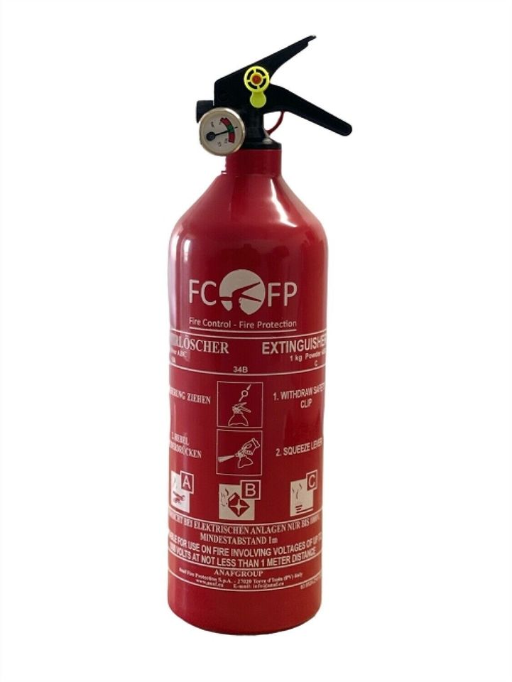 NEU 1 kg Feuerlöscher Pulverfeuerlöscher für Auto Haus Wohnwagen