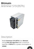 Antminer S19 95tH von Januar 2023 / Bitcoin Miner Nordrhein-Westfalen - Werne Vorschau